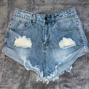 SHEIN Blue Distressed Jean Shorts